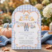 Clothesline Little Pumpkin Blue Baby Shower 招待状