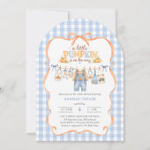 Clothesline Little Pumpkin Blue Baby Shower 招待状 (正面)