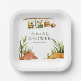 clothesline Reel Excited Fishing Baby Shower   ペーパープレート