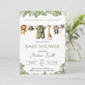Clothesline Safari Baby Shower Invitation A Little 招待状 (スタンド正面)