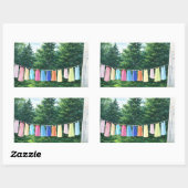 Clothesline Sticker | Nostalgic Laundry Line 長方形シール (シート)