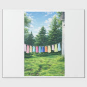 Clothesline Wrapping Paper | Nostalgic Laundry ラッピングペーパー (フラット)