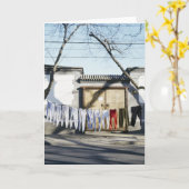 Clotheslinesの洗濯の乾燥 カード (黄色い花)