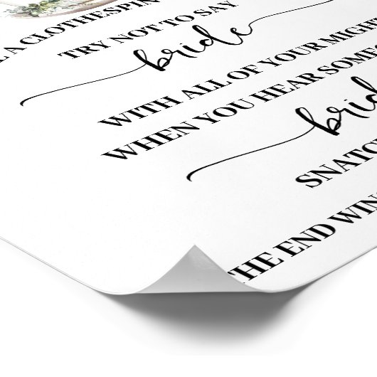 Clothespin Eucalyptus Matcha Bridal Shower Game ポスター (角)