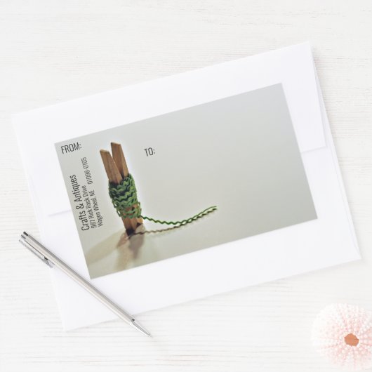 Clothespin RicRac Rickラッククラフトヴィンテージ出荷 長方形シール (封筒)