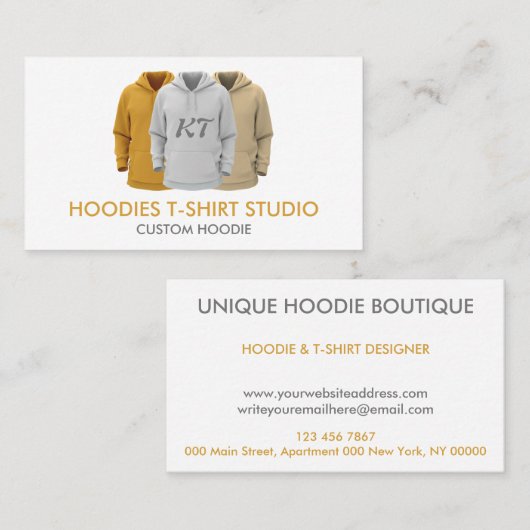 Clothing Apparel Sweatshirt Custom Hoodies 名刺 (正面/裏面)