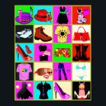 clothing fashion pop art collage ポスター<br><div class="desc">clothing fashion pop art collage Poster. Hang on wall in your bedroom or livingroom.</div>