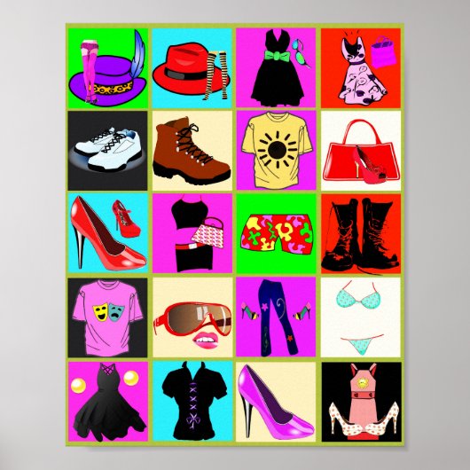 clothing fashion pop art collage ポスター (正面)