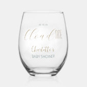 Cloud 9スクリプトベビーシャワーエレガントを使用しモダンている ステムなしワイングラス (正面)
