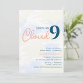 Cloud 9テクスチャブルーピンクブライダルシャワー 招待状 (スタンド正面)