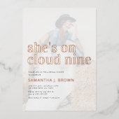 Cloud 9フォトミニマルブライダルシャワー 箔招待状 (正面)