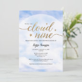 Cloud 9ベビーシャワーを使用男女兼用 招待状 (スタンド正面)