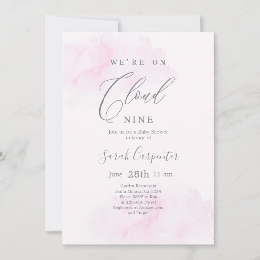 Cloud 9 Baby Shower Girlに参加 招待状 (正面)