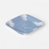 Cloud 9 Blue Baby Shower パーソナライズされたに ペーパープレート (傾斜あり)