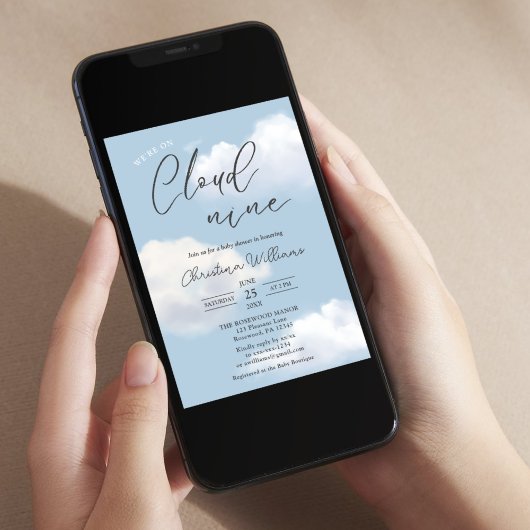 Cloud 9 Blue Boy Baby Showerに参加 招待状