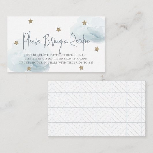 Cloud 9 Blue Clouds Bridal Shower Recipe Request エンクロージャーカード (正面/裏面)
