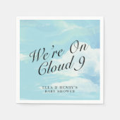 Cloud 9 Blue Skyカップルの赤ちゃんシャワー中 スタンダードカクテルナプキン (正面)