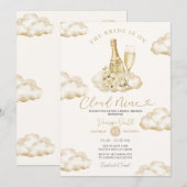 Cloud 9 Champagne Elegant Neutral Bridal Shower 招待状 (正面/裏面)
