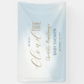 Cloud 9 Dreamy Blue Scriptベビーシャワーを使用 横断幕 (縦)