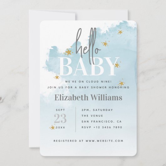 Cloud 9 Hello Baby Showerに参加 招待状 (正面)