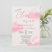 Cloud 9 Pink Girl Baby Showerに参加 招待状 (スタンド正面)