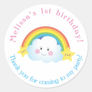 Cloud and Rainbow Children誕生日感謝していユー ラウンドシール