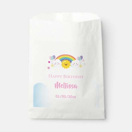 Cloud and Rainbow Children Birthdayパーティー フェイバーバッグ (正面)