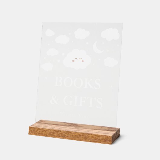Cloud Baby Shower Books and Gift アクリルサイン (傾斜)
