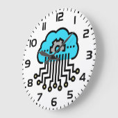 Cloud Computing Network Circuit Gear Tech ラージ壁時計 (傾斜)