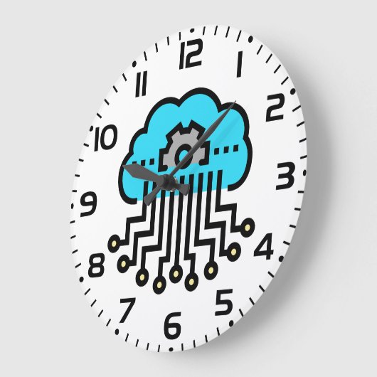 Cloud Computing Network Circuit Gear Tech ラージ壁時計 (傾斜)