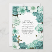Cloud Mint, Frosted Teal & Seaglass Ivory Wedding 招待状 (正面)