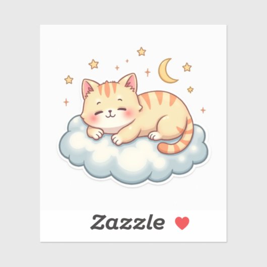 Cloud Nap Kitty – Kawaii Lazy Cat Sticker シール (シート)