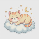 Cloud Nap Kitty – Kawaii Lazy Cat Sticker シール (正面)