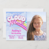 Cloud Nine - 写真付き9歳の誕生日 招待状 (正面)