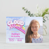 Cloud Nine - 写真付き9歳の誕生日 招待状 (スタンド正面)