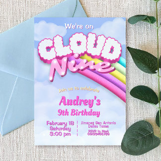 Cloud Nine - 9歳の誕生日招待状 招待状