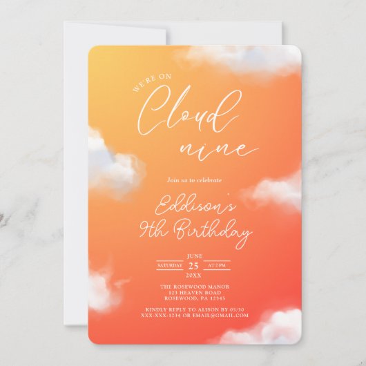 Cloud Nine 9th Birthday Partyへの招待 招待状 (正面)