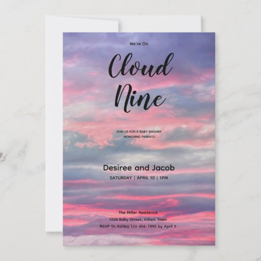 Cloud Nine Baby Boy Shower Invitations 招待状 (正面)