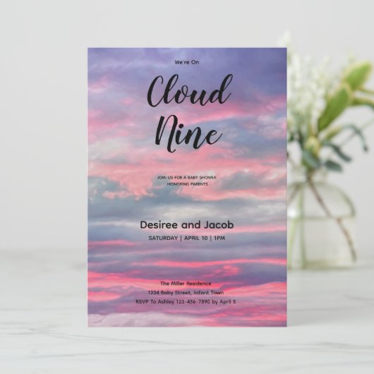 Cloud Nine Baby Boy Shower Invitations 招待状 (スタンド正面)