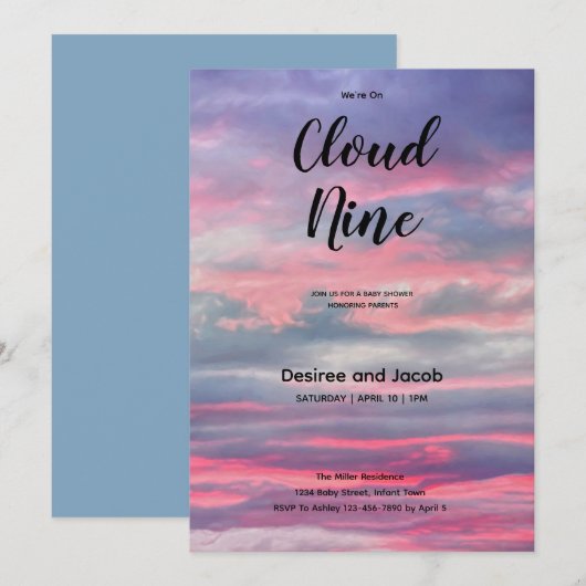 Cloud Nine Baby Boy Shower Invitations 招待状 (正面/裏面)
