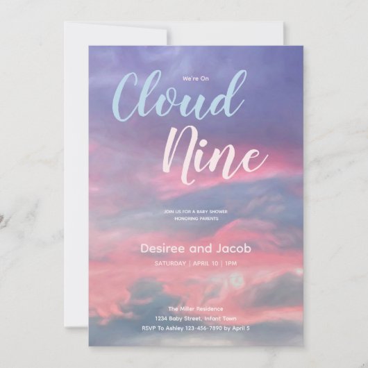Cloud Nine Baby Boy Shower Invitations 招待状 (正面)