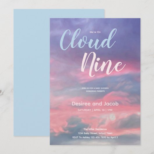 Cloud Nine Baby Boy Shower Invitations 招待状 (正面/裏面)