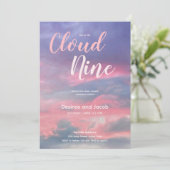 Cloud Nine Baby Girl Pink Blue Shower Invitations 招待状 (スタンド正面)