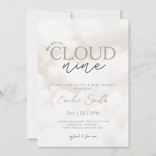 Cloud Nine Baby Showerに参加 招待状 (正面)