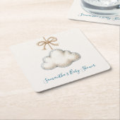 Cloud Nine Baby Shower スクエアペーパーコースター (アングル)