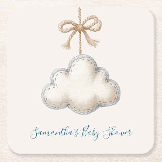 Cloud Nine Baby Shower スクエアペーパーコースター (正面)