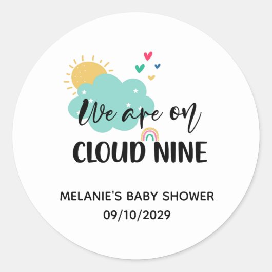 Cloud Nine Baby Shower  ラウンドシール (正面)