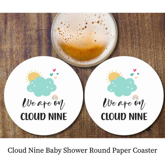 Cloud Nine Baby Shower ラウンドペーパーコースター