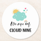 Cloud Nine Baby Shower ラウンドペーパーコースター (正面)
