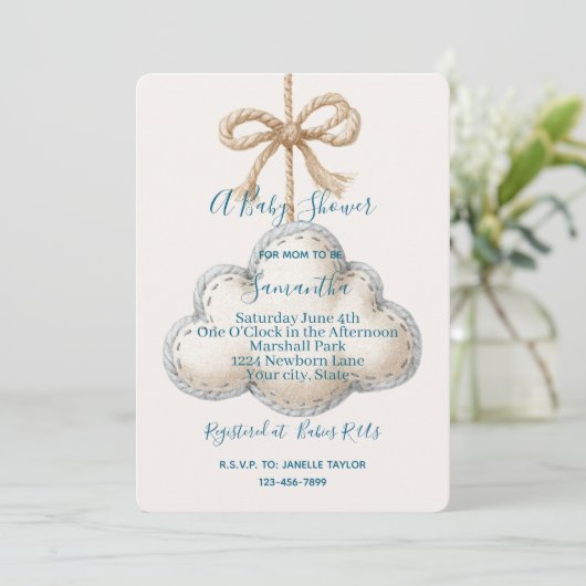 Cloud Nine Baby Shower 招待状 (スタンド正面)